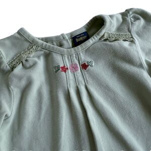 Vintage Y2K Oshkosh Embroidered Light Green Toddler Girls 24M Long Sleeve Shirt